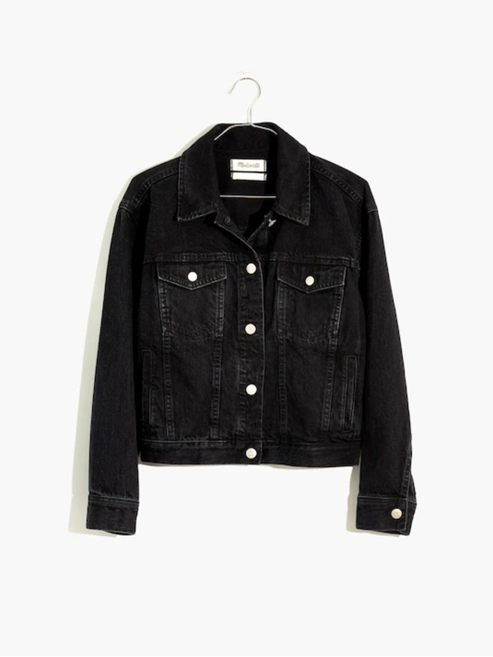 madewell boxy crop jean jacket in lunar wash
